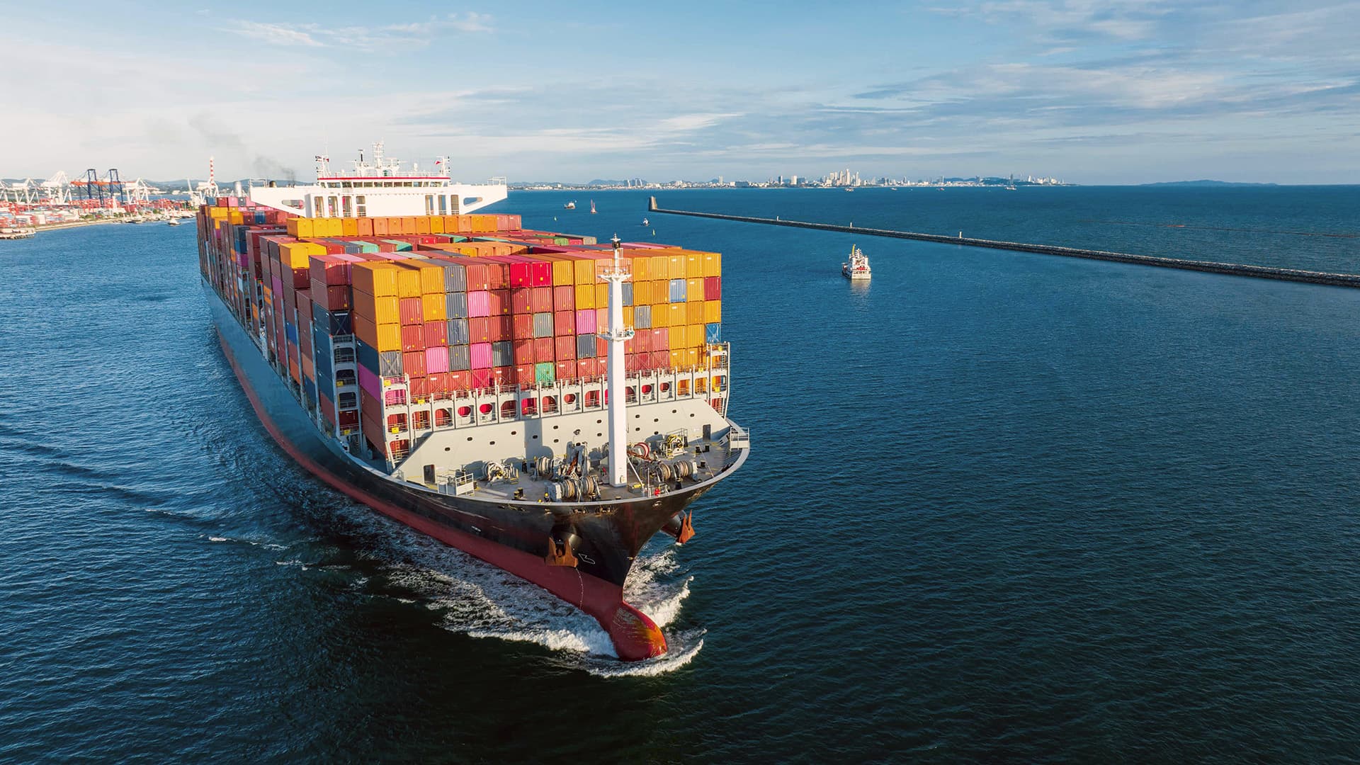 Container ship on the Pacific