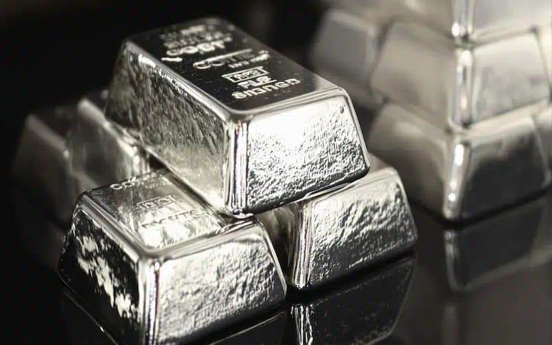 Stacked silver bullion